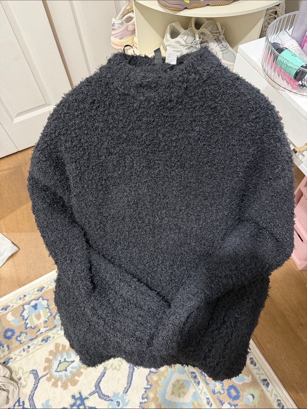 Divided Black Fuzzy Cowl Sweater